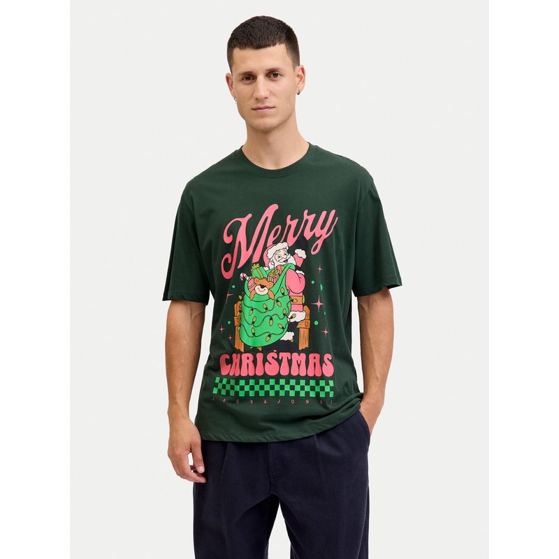 Jack & Jones T-Shirt Holiday Cartoon 12287550 Grün Relaxed Fit
