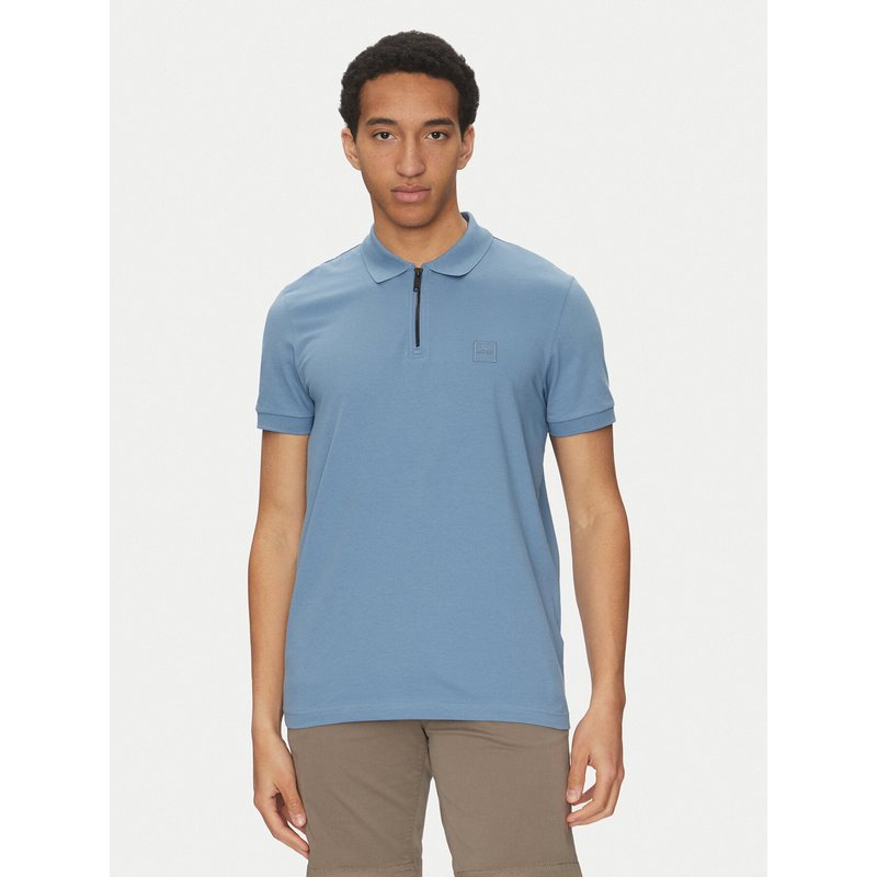 BOSS Poloshirt Passerzip 50537507 Himmelblau Slim Fit