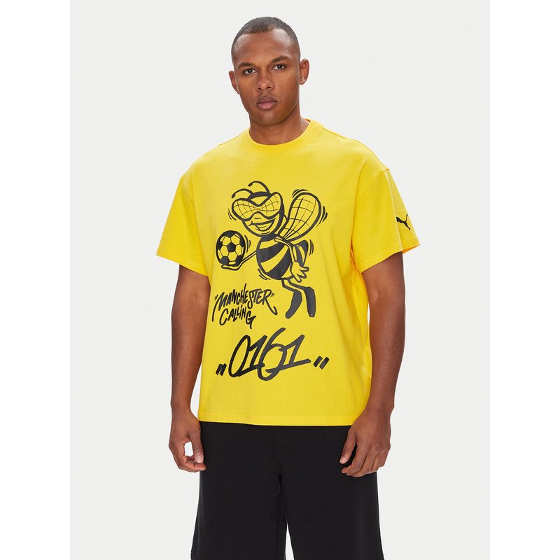 Puma T-Shirt CWC Hoops x Man City 631696 Gelb Regular Fit