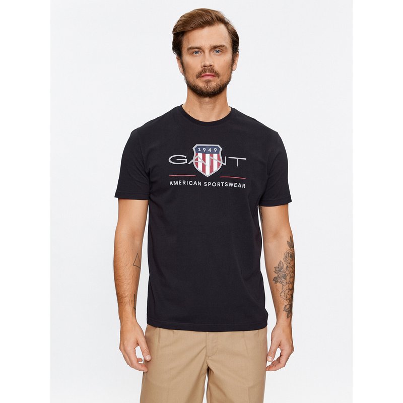 Gant T-Shirt Reg Archive Shield Ss 2003199 Schwarz Regular Fit