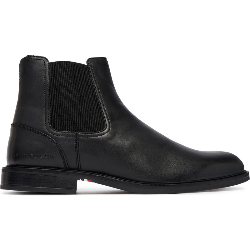 Klassische Stiefeletten Tommy Hilfiger Corporate Dressy Lth Chelsea FM0FM05935 Schwarz