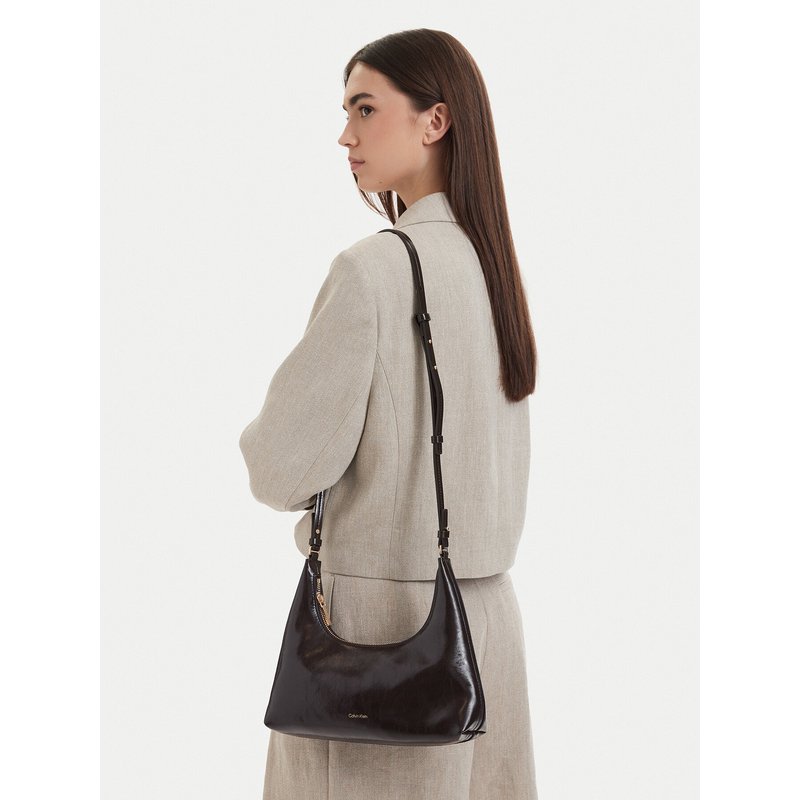 Handtasche Calvin Klein Foil Logo Glossy Conv Shoulder B LV04F3737G Braun