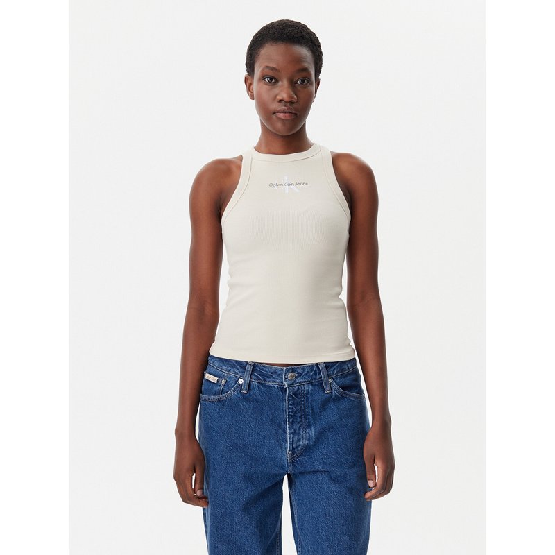 Calvin Klein Jeans Top Monologo J20J225301 Beige Slim Fit