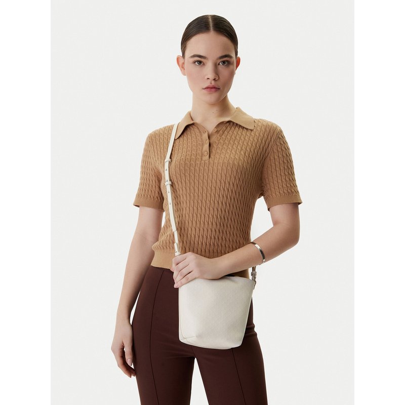Handtasche Calvin Klein Emblem Aop Sm Bucket Crossbody LV04F3506G Weiß