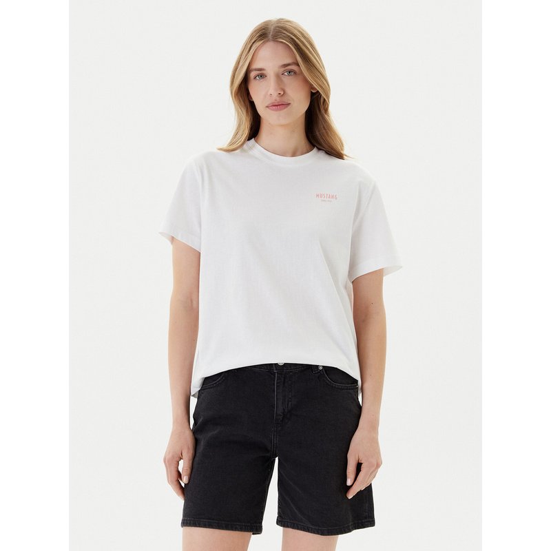 Mustang T-Shirt Floris 1016158 Weiß Relaxed Fit