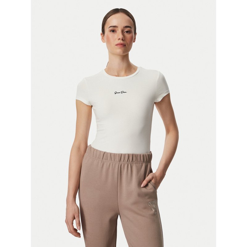 Guess T-Shirt V6YI01 K4258 Creme Slim Fit