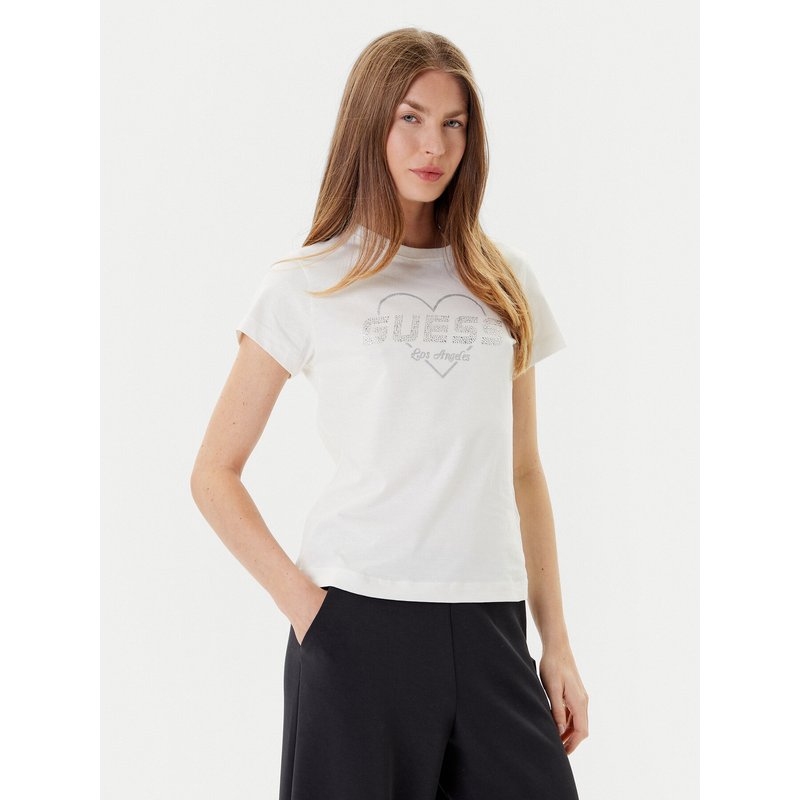 Guess T-Shirt V5GI10 K9RM1 Écru Regular Fit