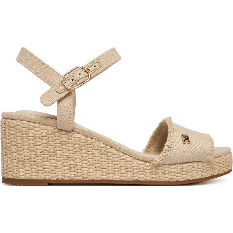 Sandalen Tommy Hilfiger Mid Woven Wedge Espad Fringe FW0FW09470 Beige