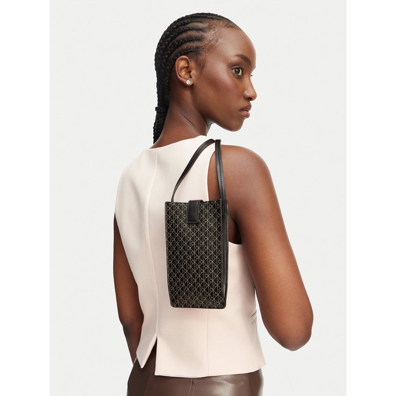 Handytasche Calvin Klein Emblem Aop Phone Crossbody LV04F1115G Schwarz
