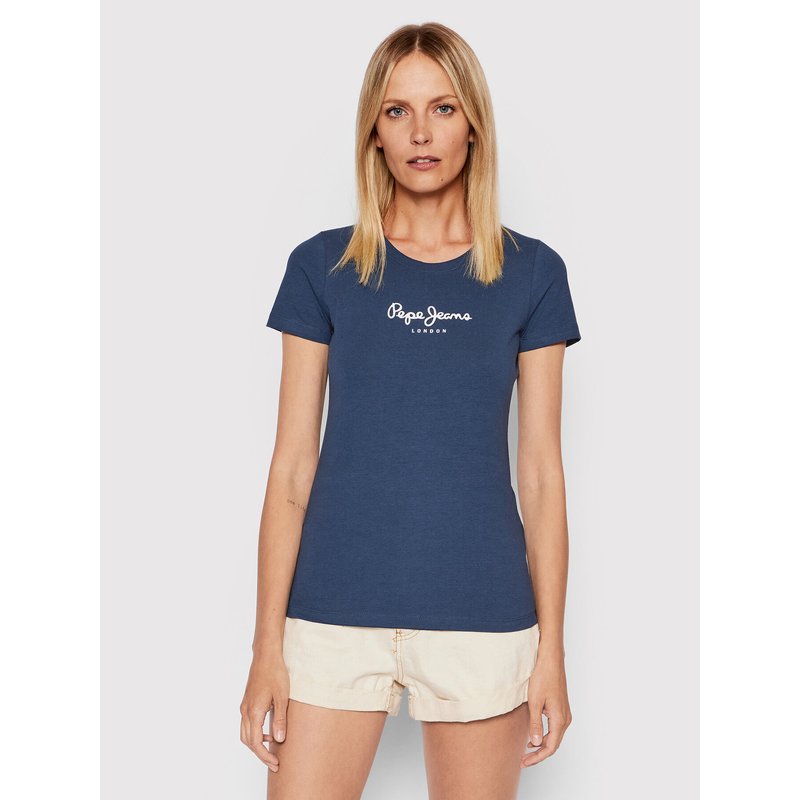 Pepe Jeans T-Shirt New Virgina PL505202 Dunkelblau Slim Fit