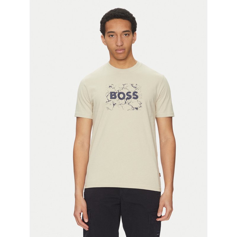 BOSS T-Shirt Logo Space 50539186 Beige Regular Fit
