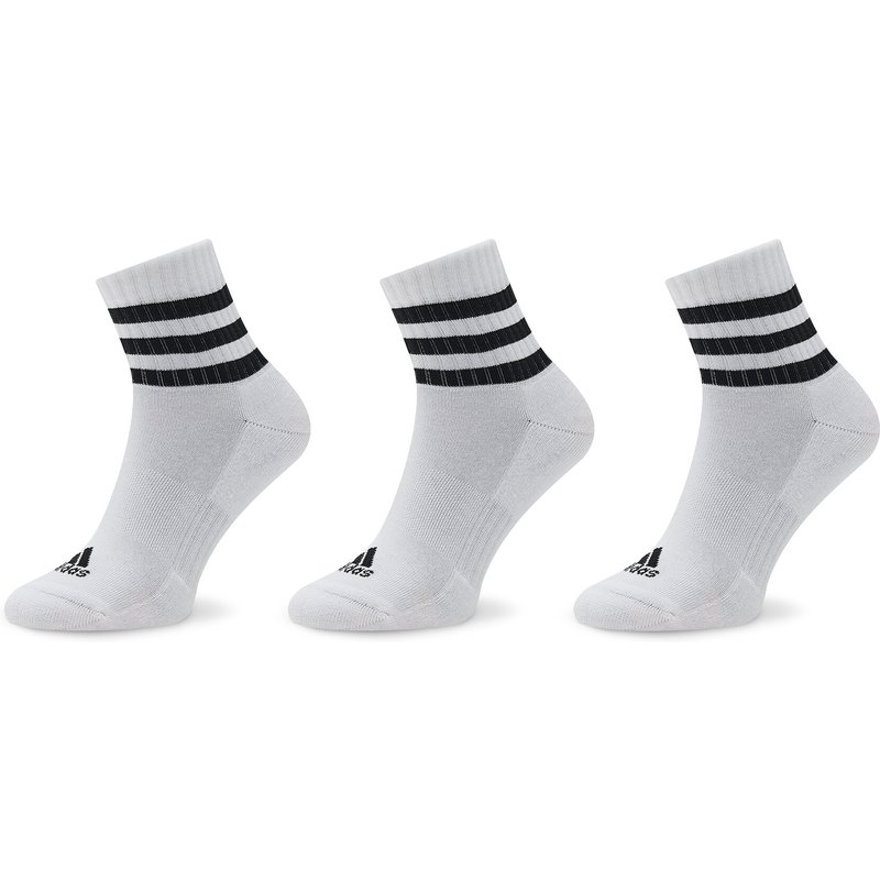 Kurze Socken adidas 3-Stripes Cushioned Sportswear Mid-Cut Socks 3 Pairs HT3456 Weiß