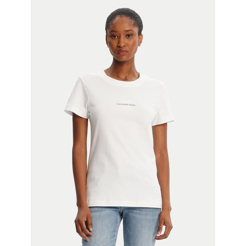 Calvin Klein Jeans T-Shirt Monologo J20J223563 Weiß Slim Fit