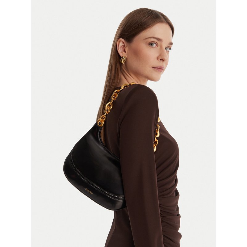 Handtasche Calvin Klein Chain Shoulder Bag LV04F3403G Schwarz