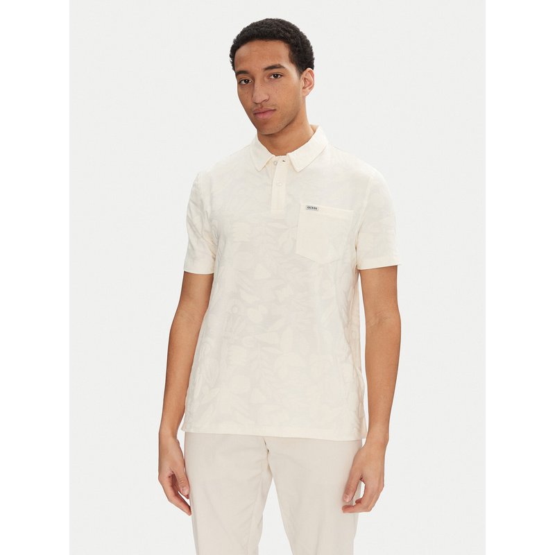 Guess Poloshirt M5GP08 KCSJ0 Écru Regular Fit