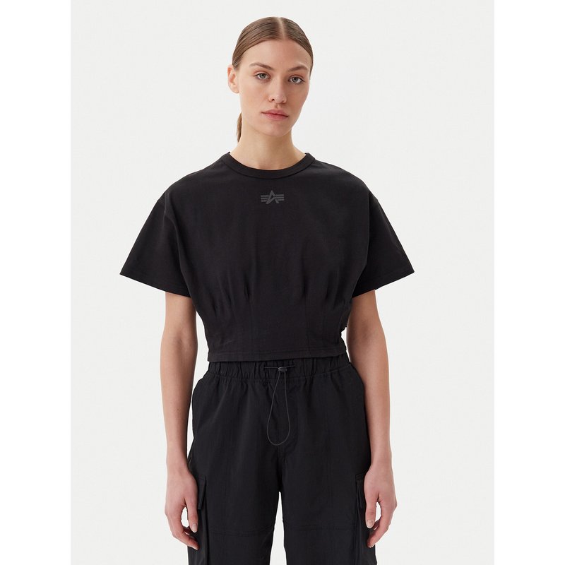 Alpha Industries T-Shirt Waisted 148070 Schwarz Regular Fit