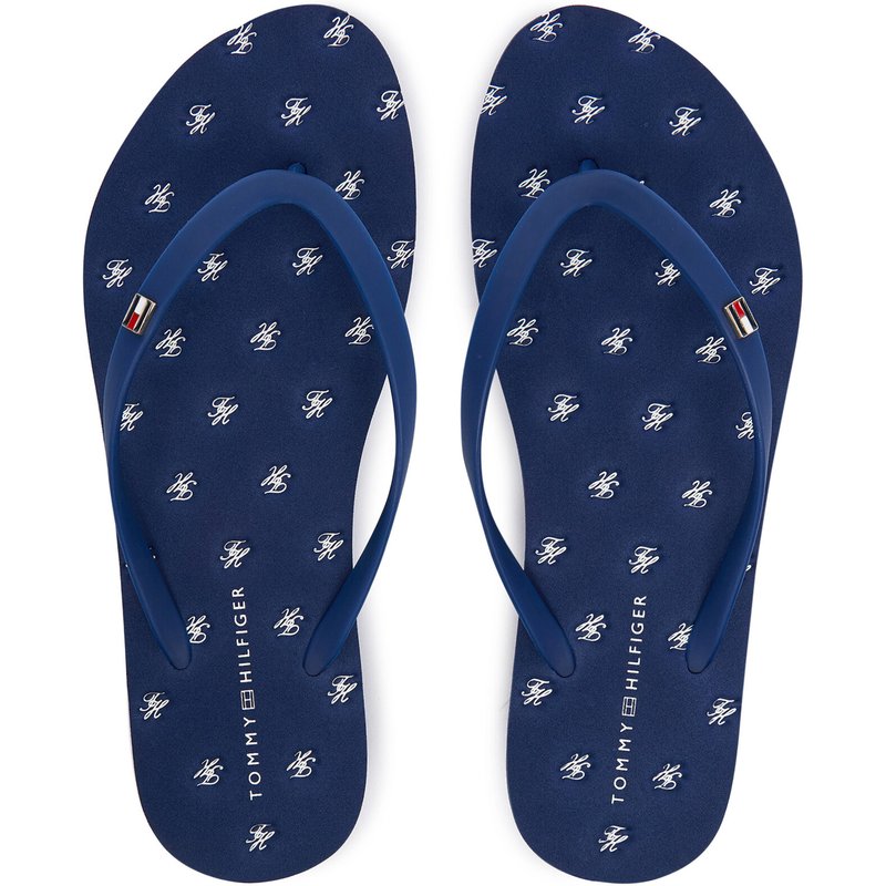 Zehentrenner Tommy Hilfiger Repeat Logo Platform FW0FW09199 Dunkelblau