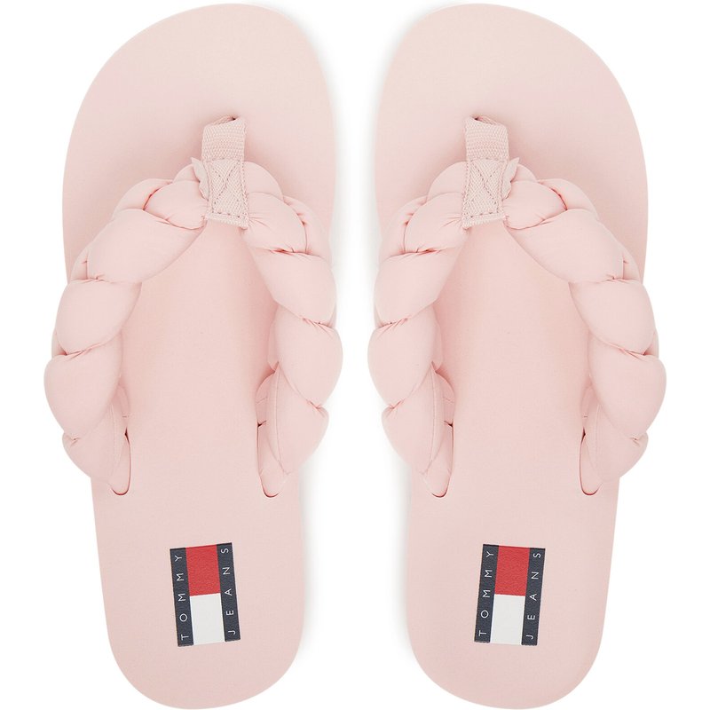 Zehentrenner Tommy Jeans Braided Thong Beach Sandal EN0EN02877 Rosa