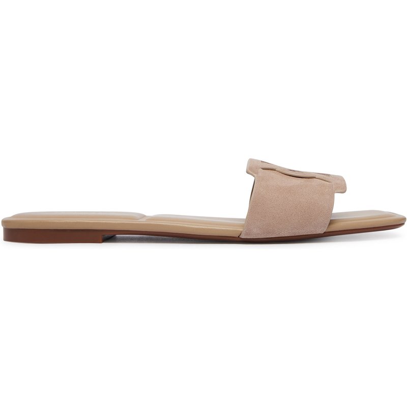 Pantoletten Calvin Klein Square Flat Sndl Embl Suede HW0HW03055 Beige