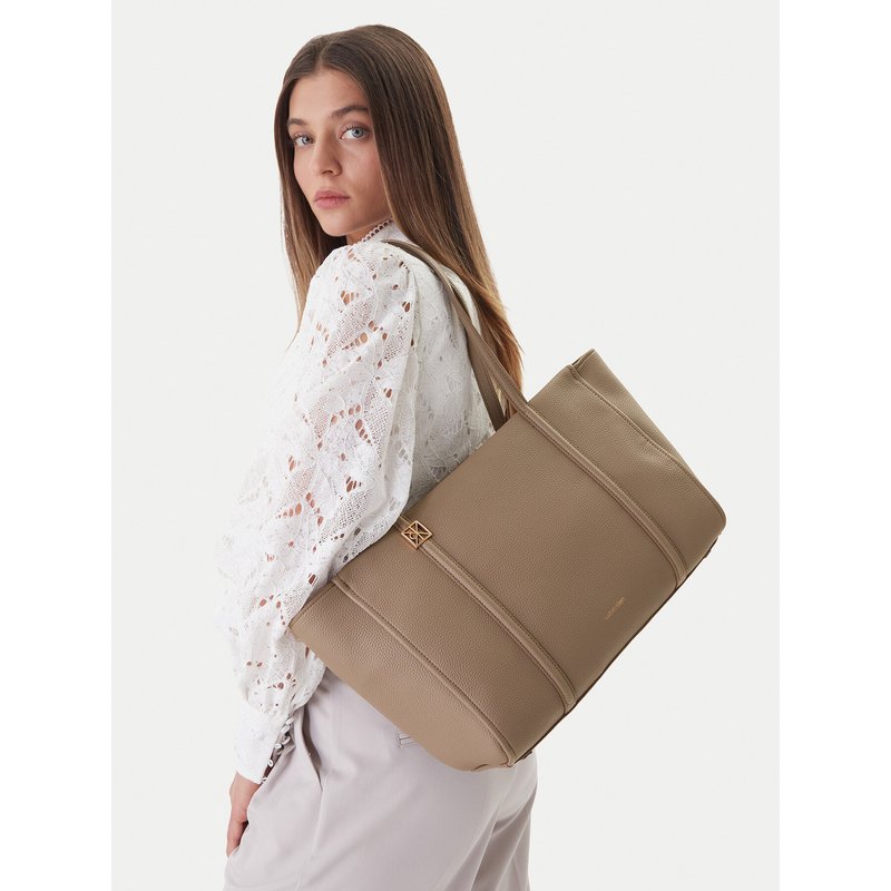 Handtasche Calvin Klein Emblem Hw Pebble Tote LV04F3424G Beige