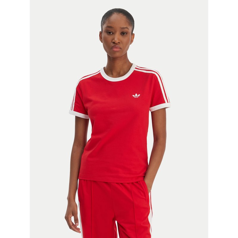 adidas T-Shirt 3-Stripes KD3676 Rot Slim Fit