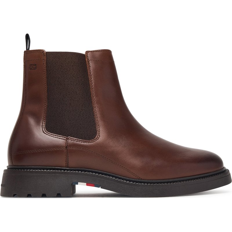 Klassische Stiefeletten Tommy Hilfiger Corporate Casual Lth Chelsea FM0FM05966 Braun