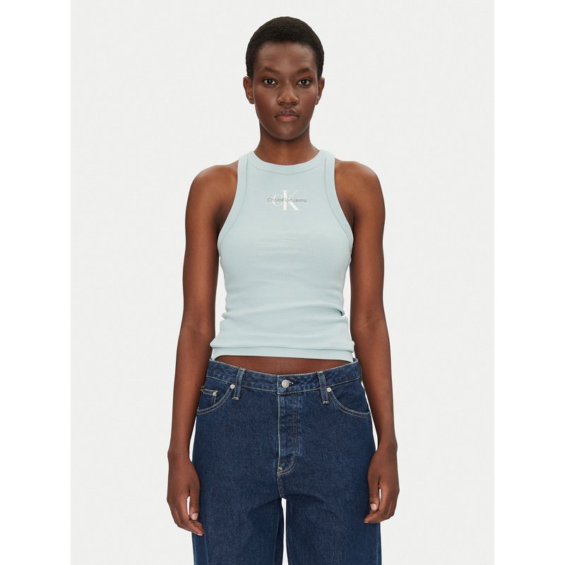 Calvin Klein Jeans Top Monologo J20J225301 Blau Slim Fit