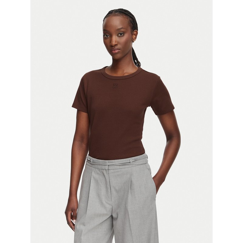 HUGO T-Shirt Deloris 50512002 Braun Regular Fit