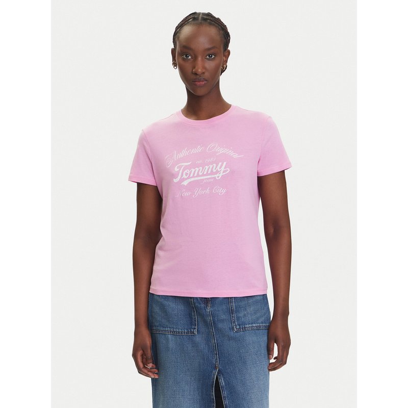 Tommy Jeans T-Shirt Essential DW0DW21404 Rosa Regular Fit