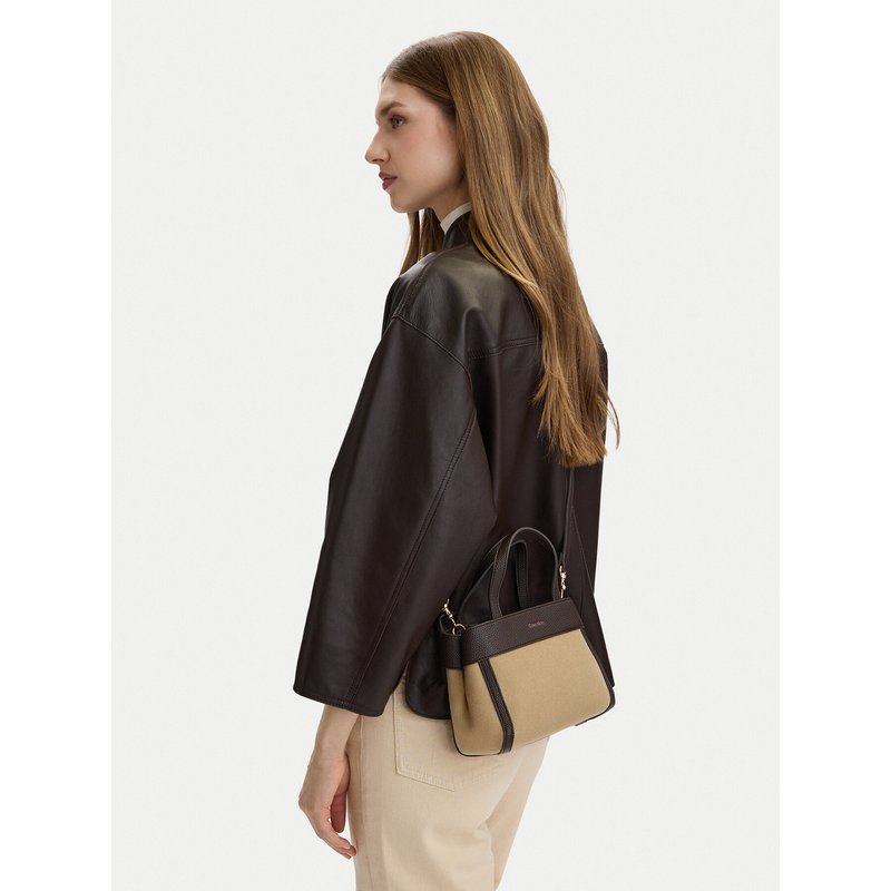 Handtasche Calvin Klein Ck Canvas Mini Tote Crossbody LV04F3504G Braun