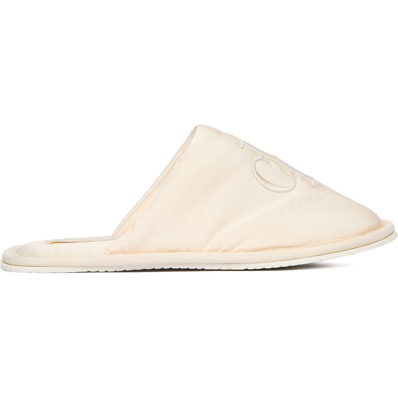 Hausschuhe Calvin Klein Jeans Slipper Satin Moire YW0YW02053 Écru