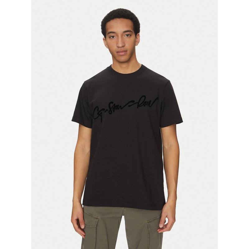 G-Star Raw T-Shirt Floock G-Script D25148-C784 Schwarz Regular Fit