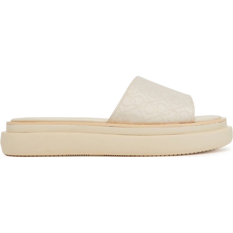 Pantoletten Calvin Klein Flatform Slide Jacq HW0HW02461 Écru