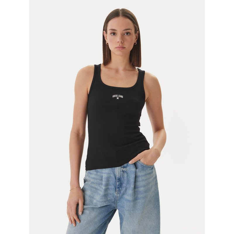 Guess Jeans Top W6GPZ2 KA0H1 Schwarz Slim Fit
