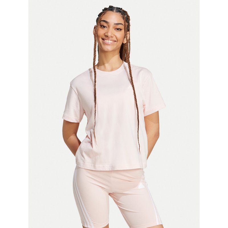 adidas T-Shirt Essentials Small Logo JH3694 Rosa Slim Fit