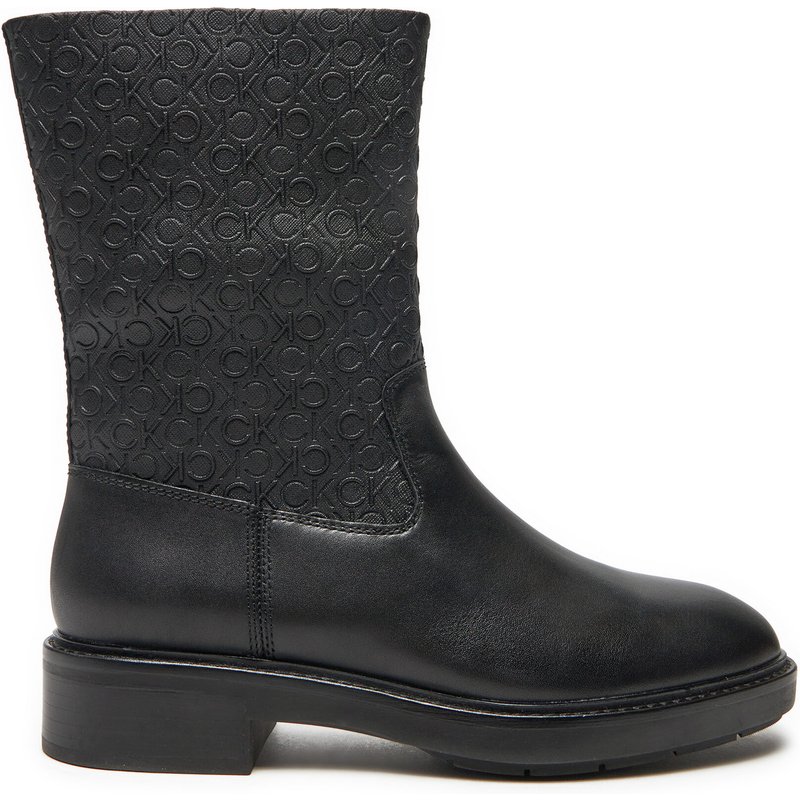 Stiefeletten Calvin Klein Flat Ankle Boot Mono Mix HW0HW02195 Schwarz