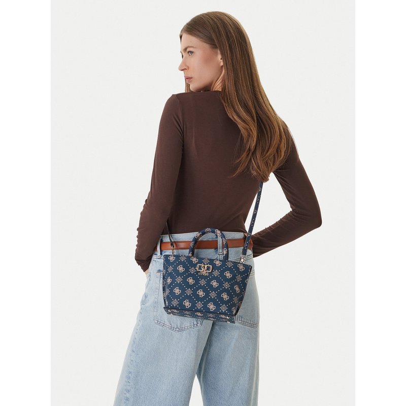 Handtasche Guess Emelie Logo Mini HWGP99 28750 Dunkelblau