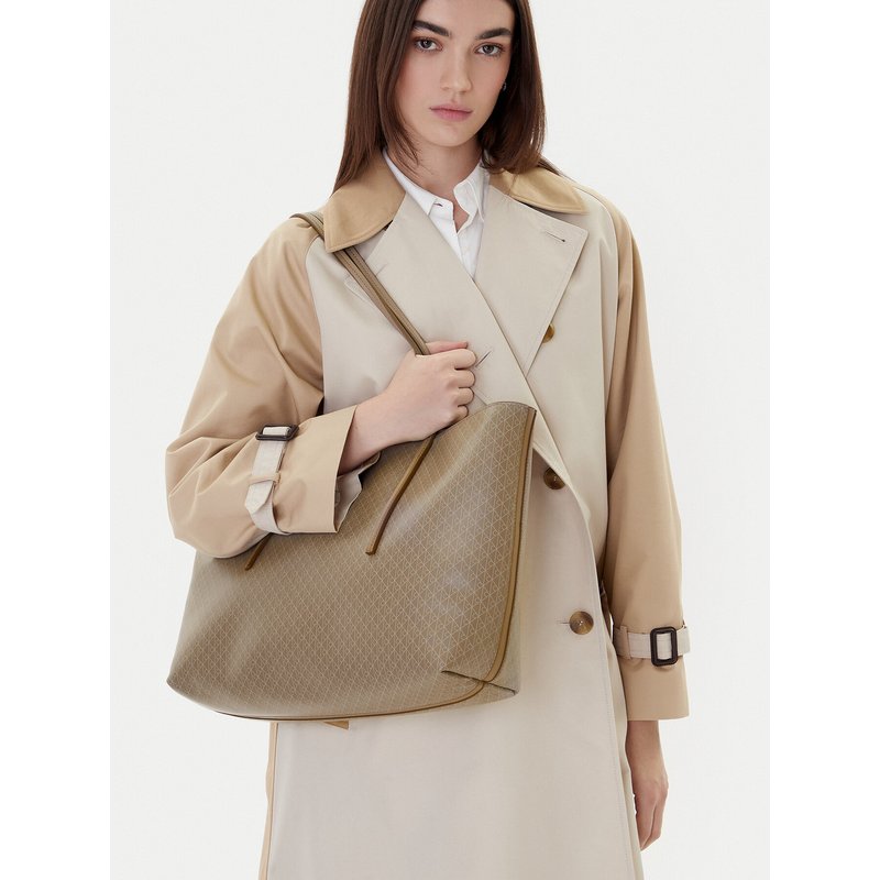 Handtasche Calvin Klein Emblem Aop Tote W/ Pouch LV04F3266G Beige