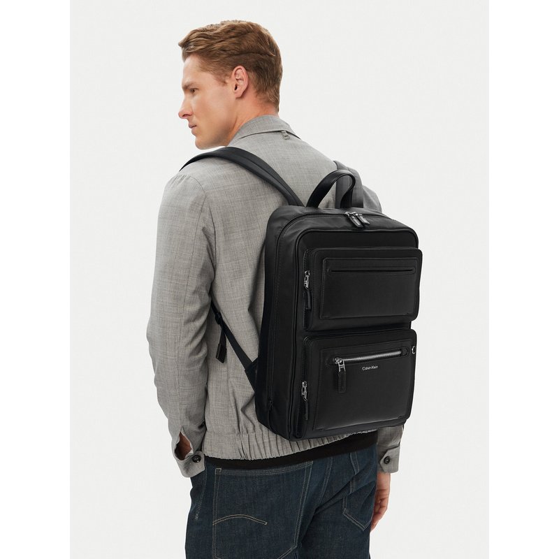Rucksack Calvin Klein Ssnl Raised Logo Double Pocket B LV04D3498G Schwarz