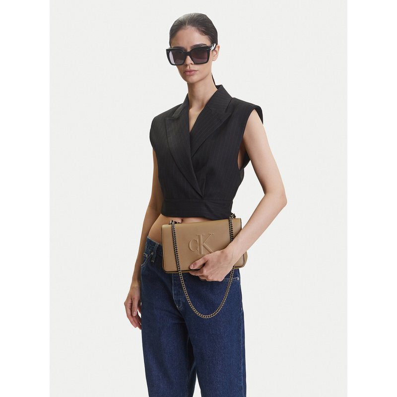 Handtasche Calvin Klein Jeans Sculpted Ew Flap25 Shoulder Bag LV04K3035G Beige