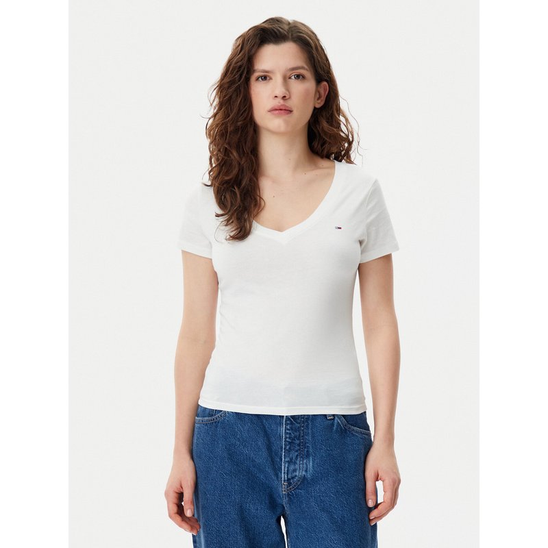 Tommy Jeans T-Shirt DW0DW20458 Weiß Slim Fit