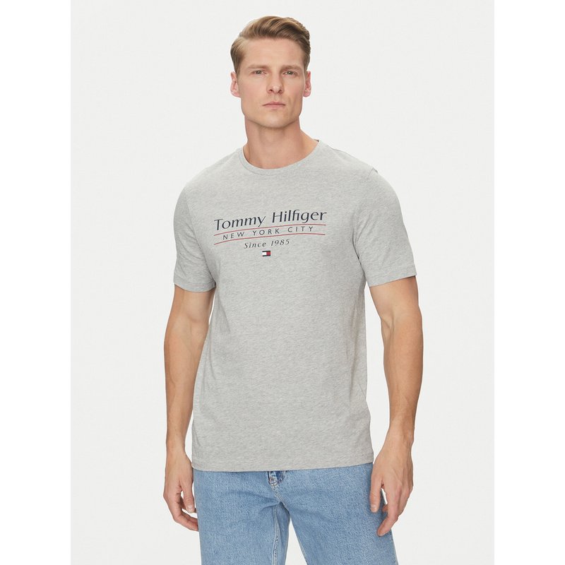 Tommy Hilfiger T-Shirt Center Stack MW0MW38621 Grau Regular Fit