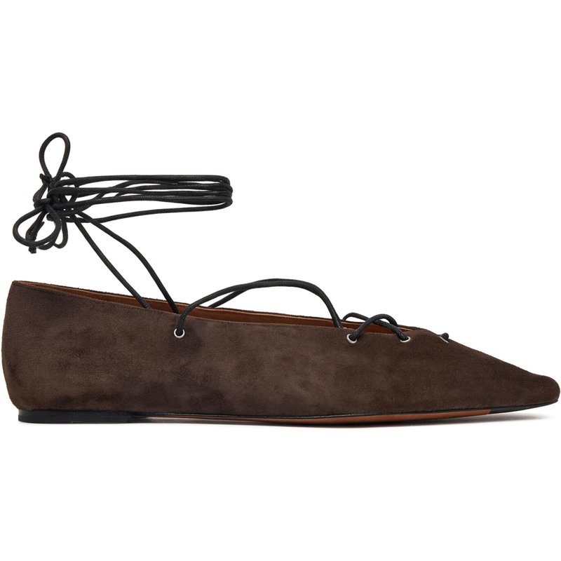 Ballerinas Polo Ralph Lauren Suede Lace-Up Pointed Ballet Flat 818P15775001 Braun
