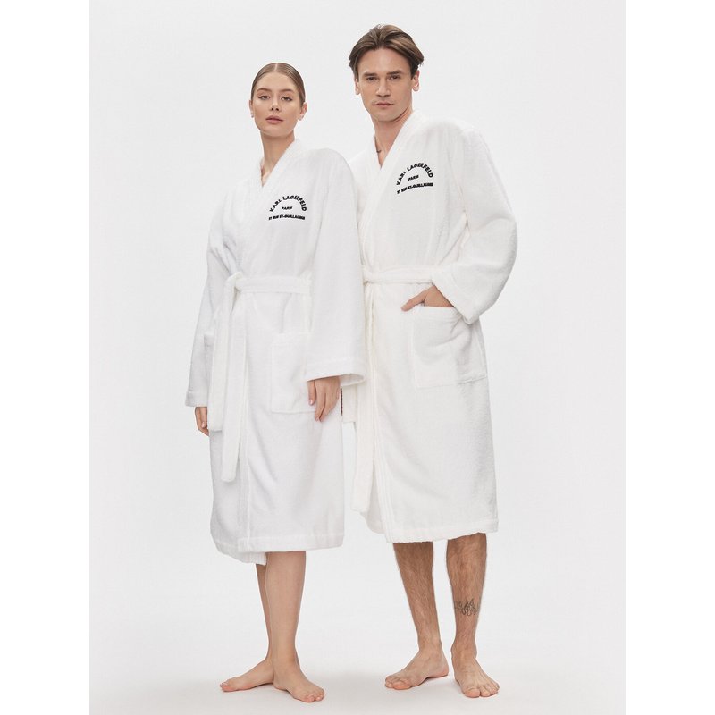 KARL LAGERFELD Bademantel Unisex 215M2180 Weiß Regular Fit