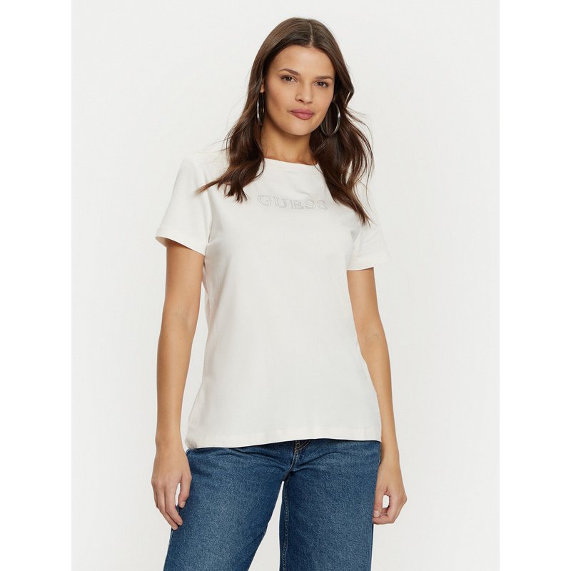 Guess T-Shirt V3BI11 J1314 Écru Regular Fit