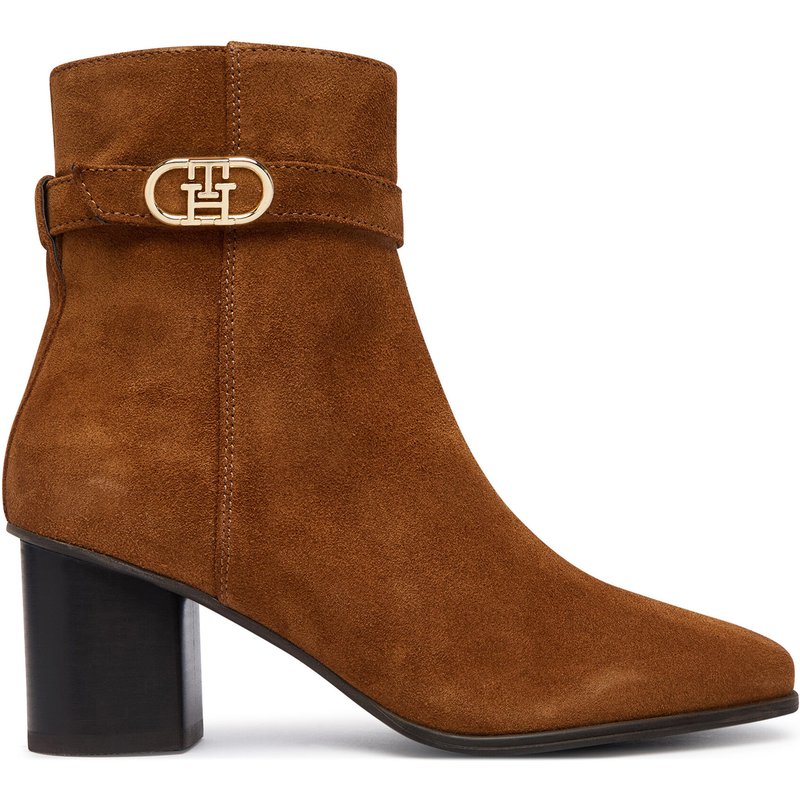 Stiefeletten Tommy Hilfiger Th Strap Suede Block Heel Boot FW0FW09521 Dunkelbeige