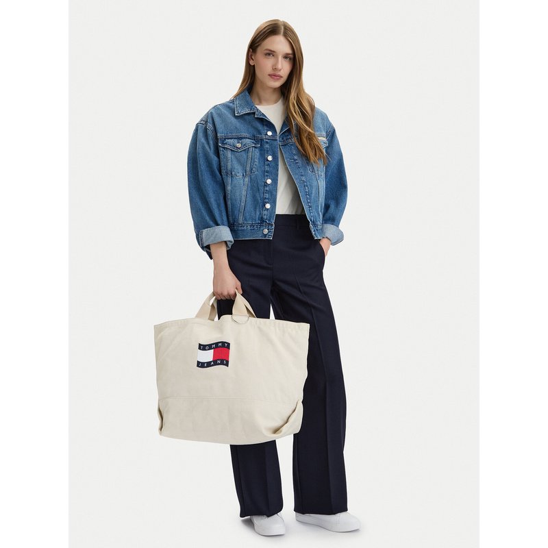 Handtasche Tommy Jeans Tjw Wave Flag Med Tote AW0AW18466 Beige