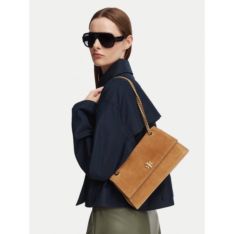 Handtasche Tory Burch Kira Turnlock Suede Shoulder Bag 178857 Braun
