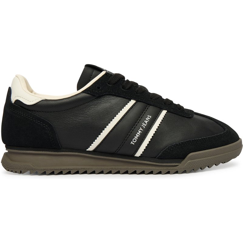 Sneakers Tommy Jeans Tjw Low Profile Runner Lthr Mix EN0EN03001 Schwarz