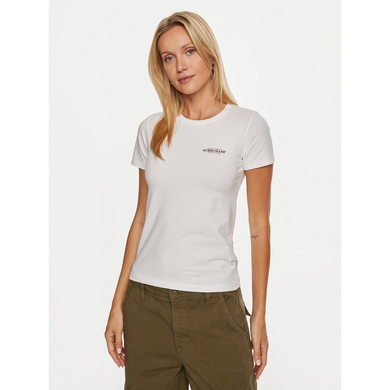 Guess Jeans T-Shirt W4YI02 J1314 Weiß Slim Fit